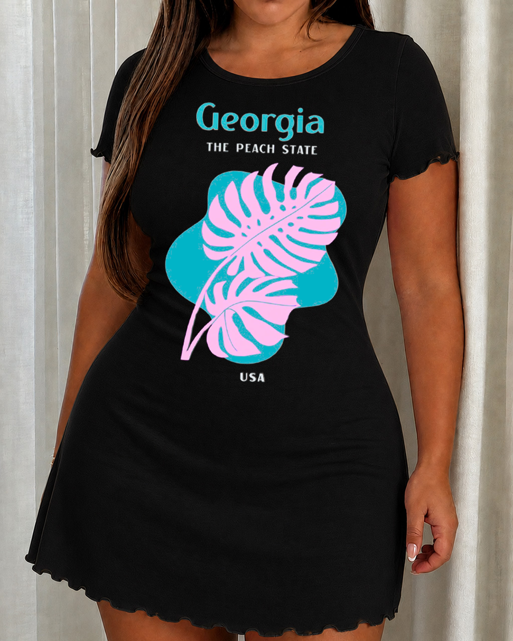 Georgia The Peach State Tropical Leaf Print Nightdress (XS-5XL) OMFORT