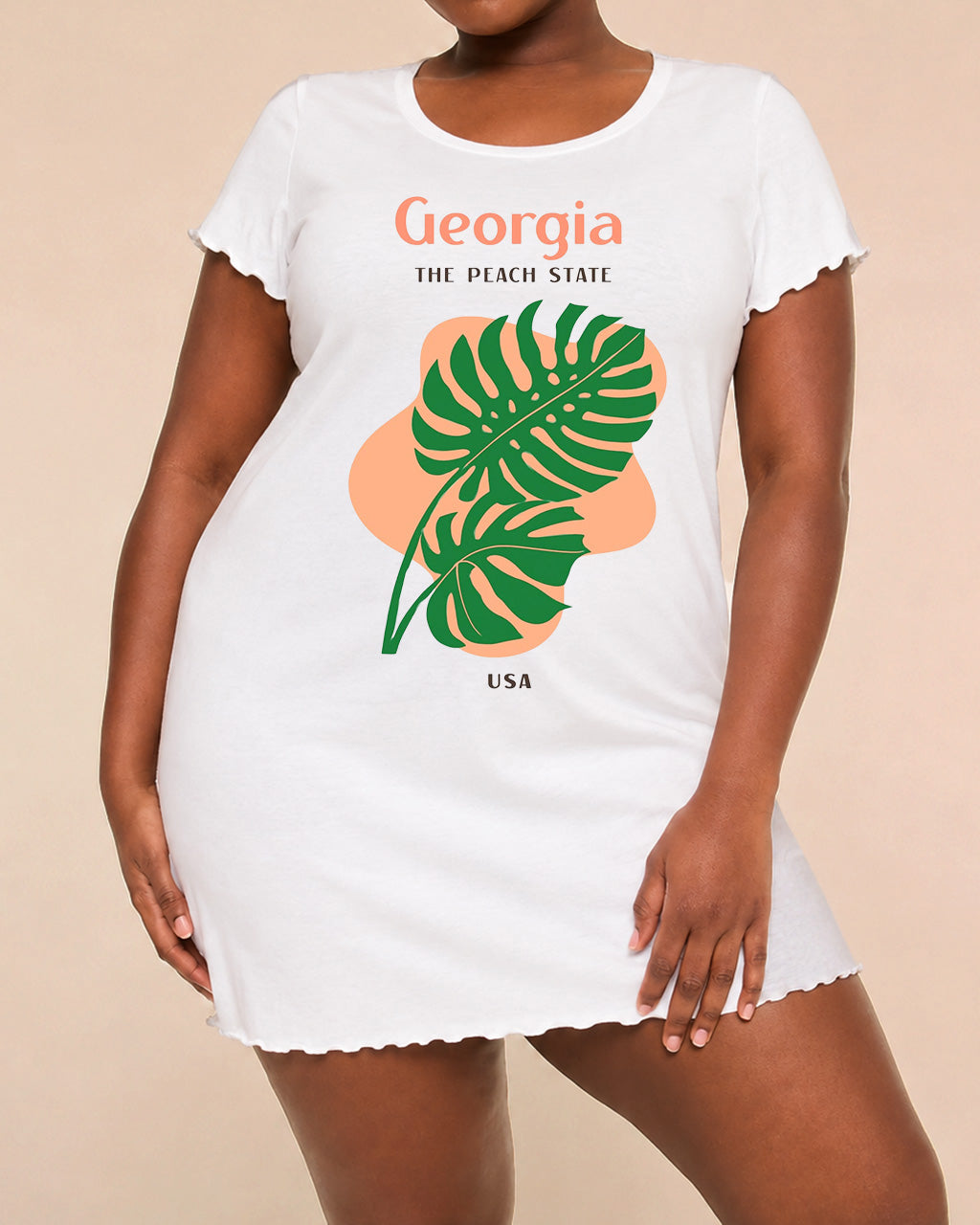 Georgia The Peach State Tropical Leaf Print Nightdress (XS-5XL) OMFORT