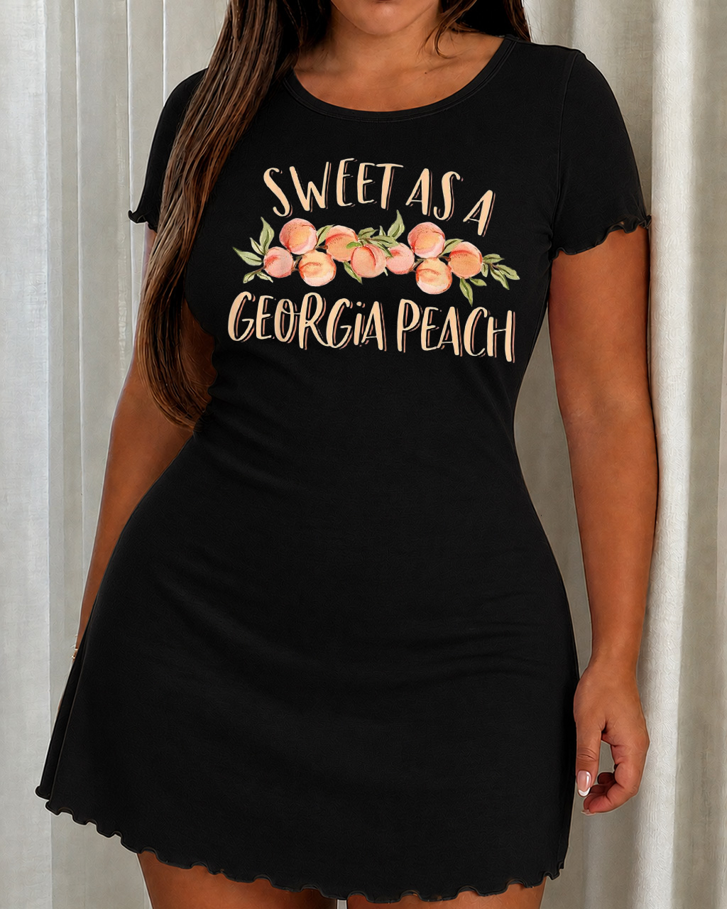"Sweet As A Georgia Peach" Watercolor Peach Letter Print Nightdress (XS-5XL) OMFORT