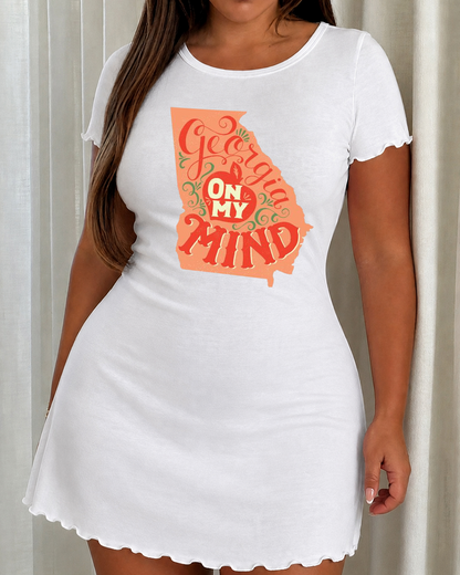 Georgia On My Mind State Outline Vintage Letter Print Nightdress (XS-5XL) OMFORT