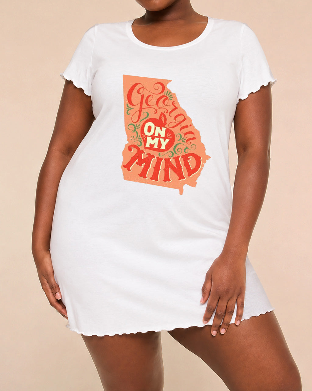 Georgia On My Mind State Outline Vintage Letter Print Nightdress (XS-5XL) OMFORT