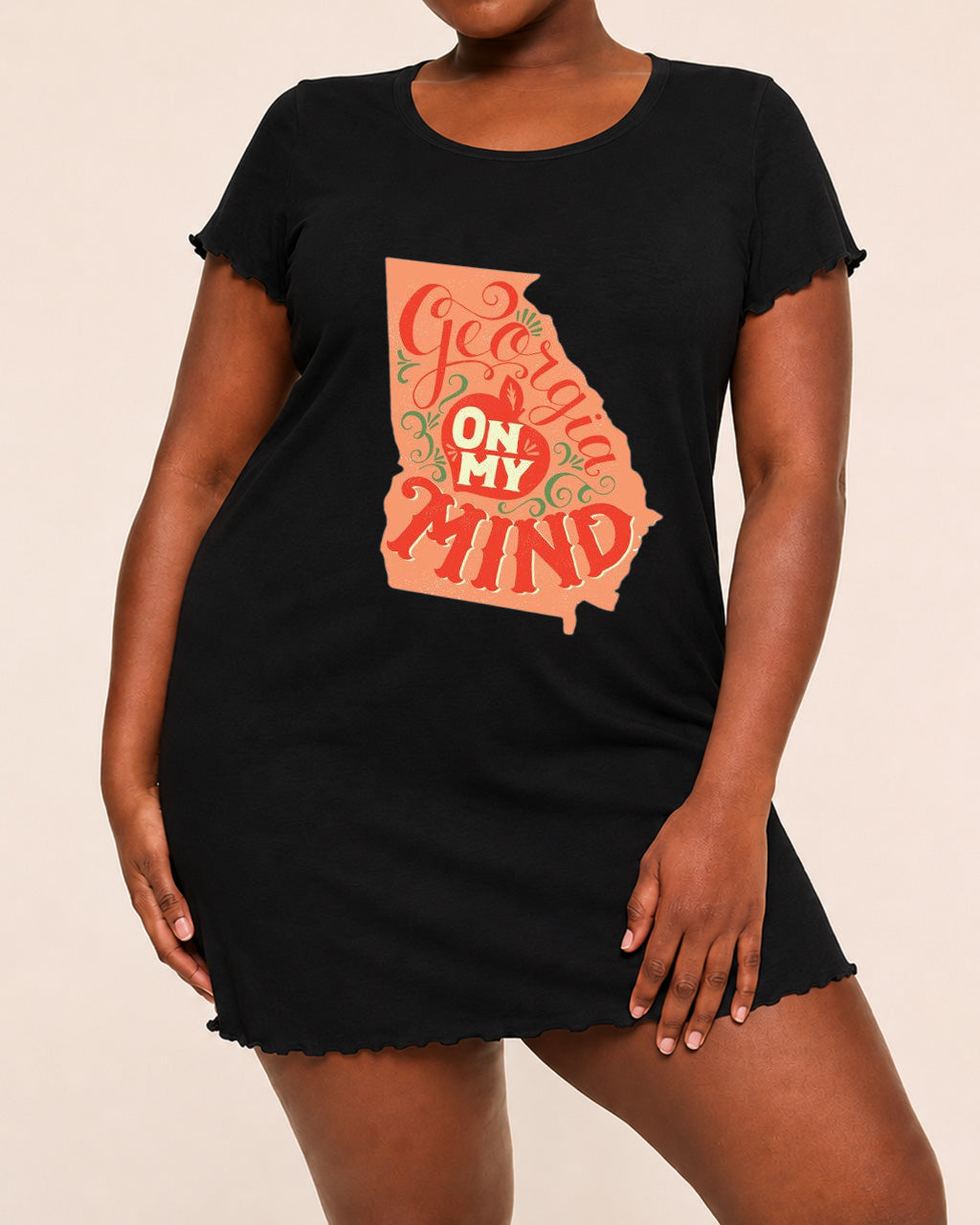 Georgia On My Mind State Outline Vintage Letter Print Nightdress (XS-5XL) OMFORT