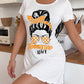 Tennessee Girl Messy Bun Checker Sunglasses Print Nightdress (XS-5XL) OMFORT