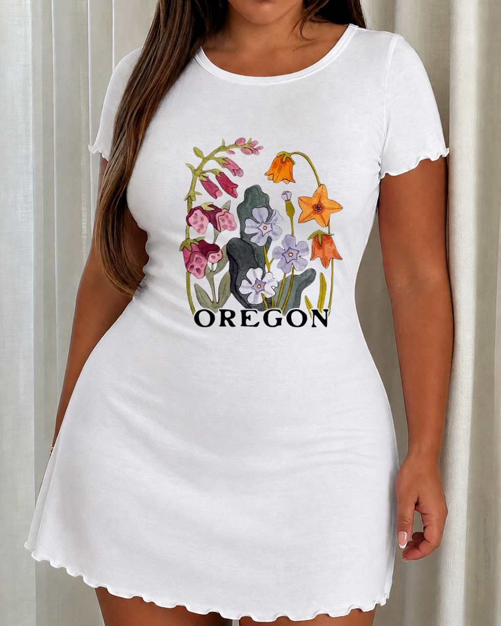 Oregon Wildflower Botanical Letter Print Nightdress (XS-5XL) OMFORT