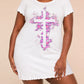 Pink Splash Heart Graffiti Cross Print Nightdress (XS-5XL) OMFORT