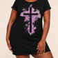 Pink Splash Heart Graffiti Cross Print Nightdress (XS-5XL) OMFORT