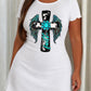 Cow Print Turquoise Wing "Faith" Cross Print Nightdress (XS-5XL) OMFORT