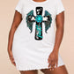 Cow Print Turquoise Wing "Faith" Cross Print Nightdress (XS-5XL) OMFORT