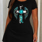 Cow Print Turquoise Wing "Faith" Cross Print Nightdress (XS-5XL) OMFORT