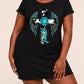 Cow Print Turquoise Wing "Faith" Cross Print Nightdress (XS-5XL) OMFORT