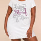 Rhinestone Cross "Living My Blessed Life" Letter Print Nightdress (XS-5XL) OMFORT