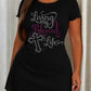 Rhinestone Cross "Living My Blessed Life" Letter Print Nightdress (XS-5XL) OMFORT