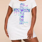 Blue Purple Butterfly "Faith Hope Love" Cross Print Nightdress (XS-5XL) OMFORT