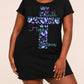 Blue Purple Butterfly "Faith Hope Love" Cross Print Nightdress (XS-5XL) OMFORT