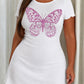 Pink Glitter Hollow Butterfly Print Nightdress (XS-5XL) OMFORT