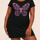 Pink Glitter Hollow Butterfly Print Nightdress (XS-5XL) OMFORT
