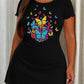 Colorful Cluster Butterfly Print Ruffle Short Sleeve Nightdress (XS-5XL) OMFORT