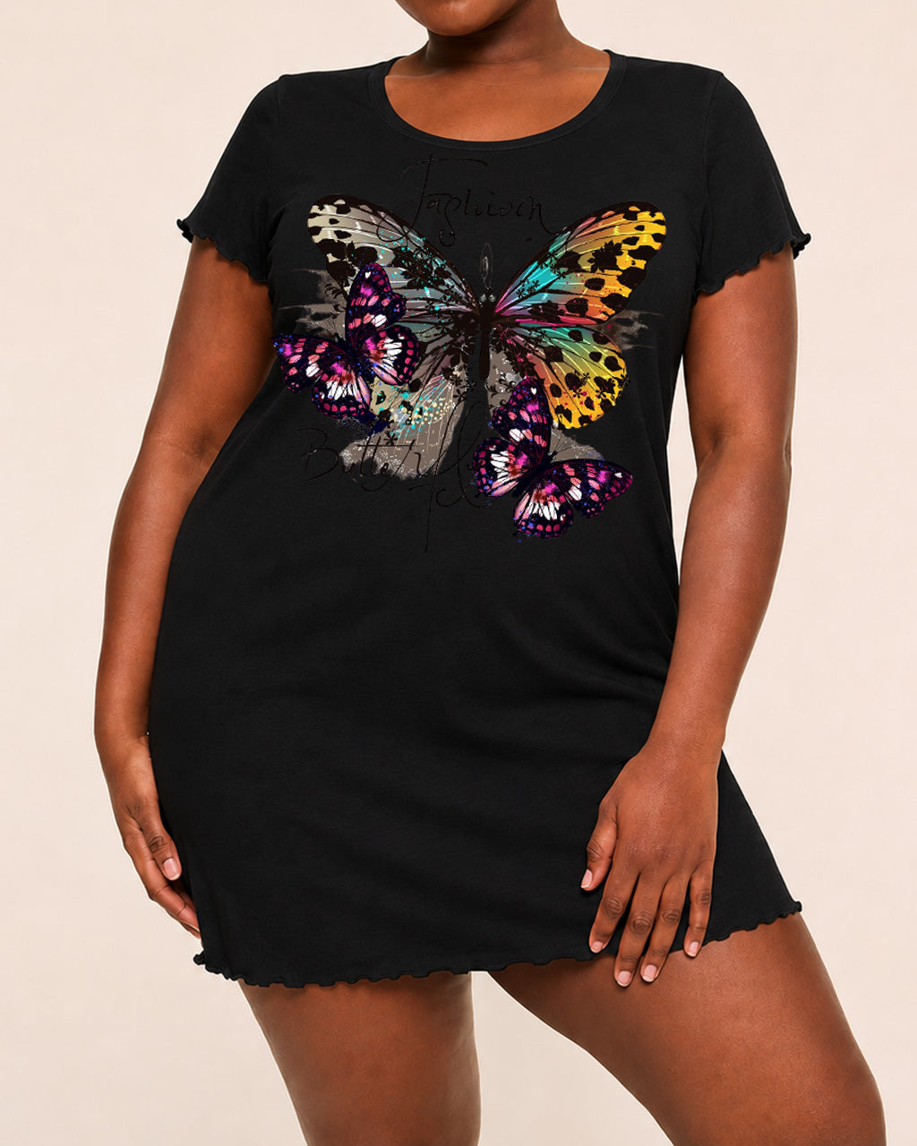 Fashion Leopard Gradient Butterfly Print Nightdress (XS-5XL) OMFORT