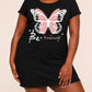 "Be Yourself" Pink Glitter Butterfly Star Print Nightdress (XS-5XL) OMFORT