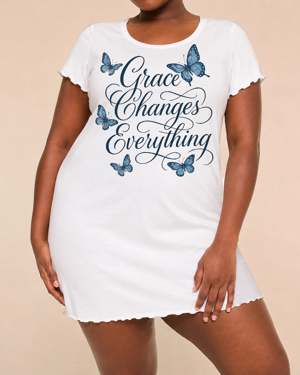 "Grace Changes Everything" Vintage Blue Butterfly Nightdress (XS-5XL) OMFORT