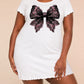 Black Lace Floral Bow Print Ruffle Nightdress (XS-5XL) OMFORT