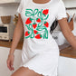 Retro Green Bow Strawberry Print Ruffle Nightdress (XS-5XL) OMFORT