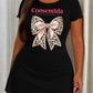 Spanish Letter Consentida Leopard Rhinestone Pink Bow Nightdress (XS-5XL) OMFORT