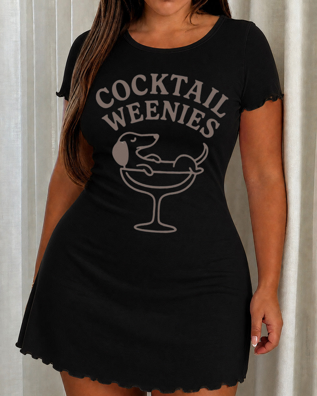 Cocktail Weenies Dachshund Martini Glass Letter Nightdress (XS-5XL) OMFORT