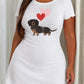 Black Brown Dachshund Red Pink Heart Balloon Nightdress (XS-5XL) OMFORT