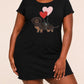 Black Brown Dachshund Red Pink Heart Balloon Nightdress (XS-5XL) OMFORT