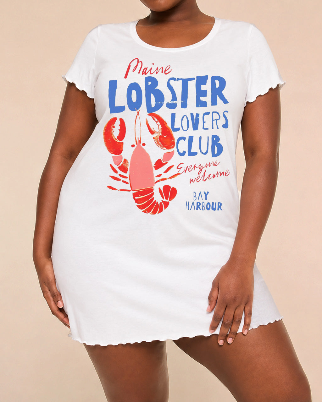 Maine Lobster Lovers Club Bay Harbour Letter Print Nightdress (XS-5XL) OMFORT
