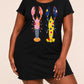 Color Polka Dot Dual Lobster Retro Art Print Ruffle Nightdress (XS-5XL) OMFORT