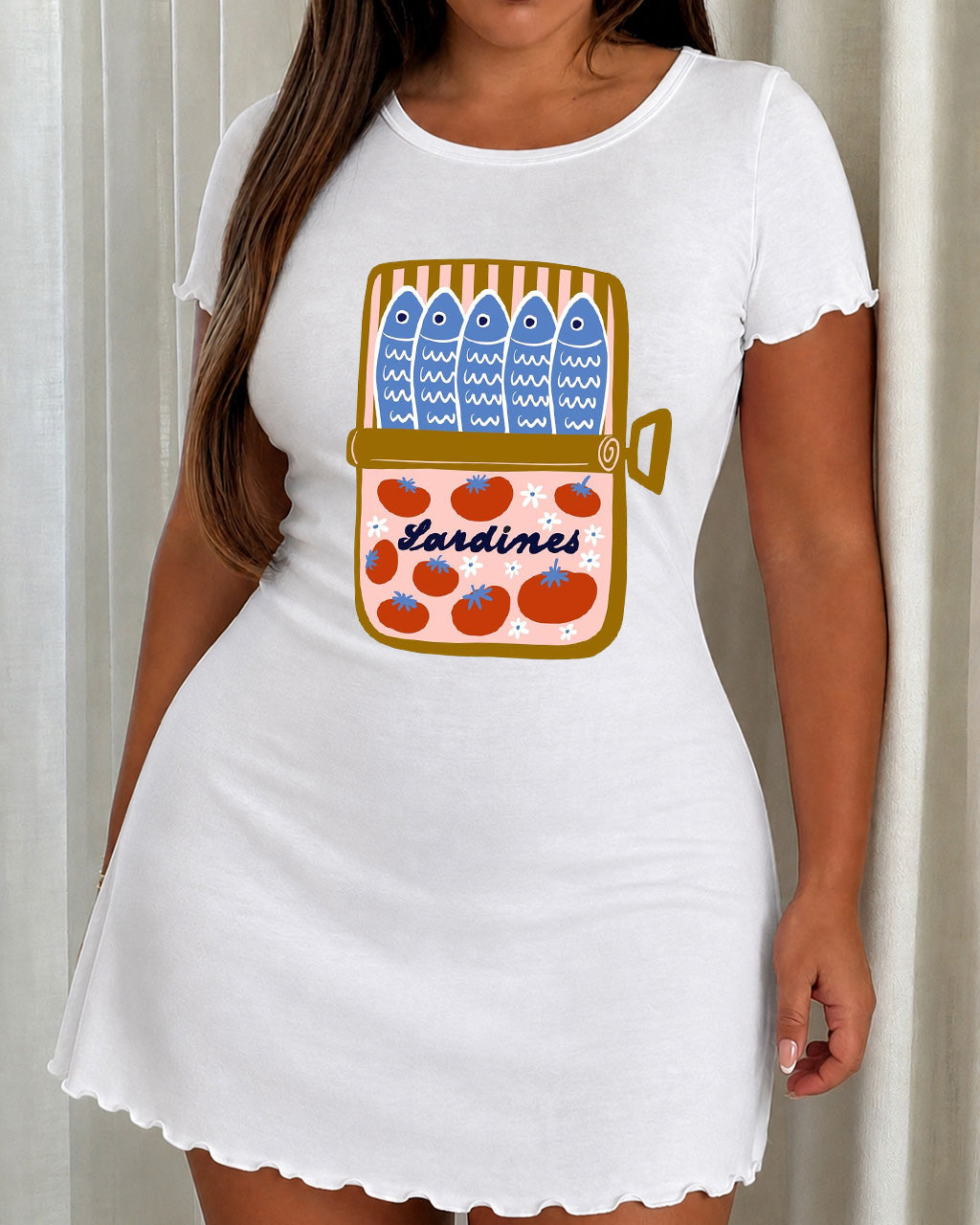 Canned Sardines Tomato Floral Cartoon Print Nightdress (XS-5XL) OMFORT