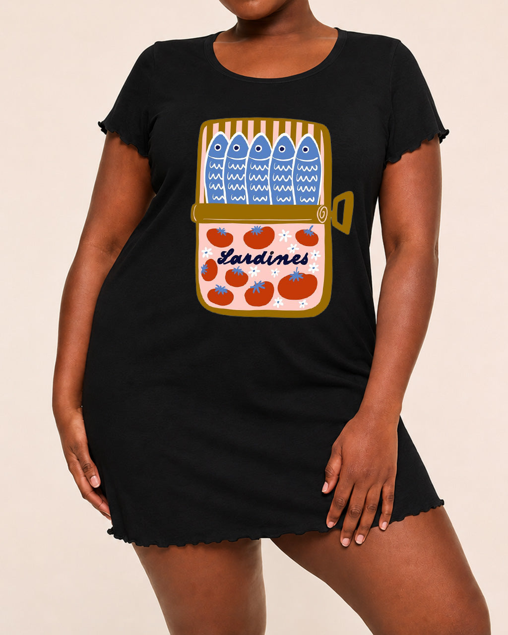 Canned Sardines Tomato Floral Cartoon Print Nightdress (XS-5XL) OMFORT