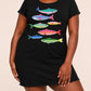 Multi Color Rainbow Sardine Fish Print Nightdress (XS-5XL) OMFORT