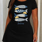 Navy Striped Lemon Sardines Letter Print Nightdress(XS-5XL) OMFORT