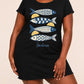 Navy Striped Lemon Sardines Letter Print Nightdress(XS-5XL) OMFORT