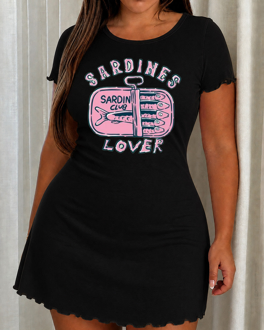Pink Canned Sardines Lover Club Letter Nightdress (XS-5XL) OMFORT