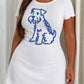 Blue Sketch Schnauzer Simple Line Dog Print Nightdress (XS-5XL) OMFORT