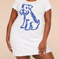 Blue Sketch Schnauzer Simple Line Dog Print Nightdress (XS-5XL) OMFORT