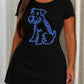 Blue Sketch Schnauzer Simple Line Dog Print Nightdress (XS-5XL) OMFORT