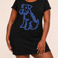 Blue Sketch Schnauzer Simple Line Dog Print Nightdress (XS-5XL) OMFORT
