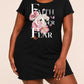 Faith Over Fear Pink Peony Floral Butterfly Print Nightdress (XS-5XL) OMFORT
