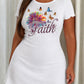 Colorful Flower Butterfly Faith Cursive Print Nightdress (XS-5XL) OMFORT
