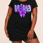 Purple Floral Glitter MAMA Bow Print Nightdress (XS-5XL) OMFORT