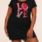 Pink Leopard LOVE Red Rose Print Nightdress (XS-5XL) OMFORT