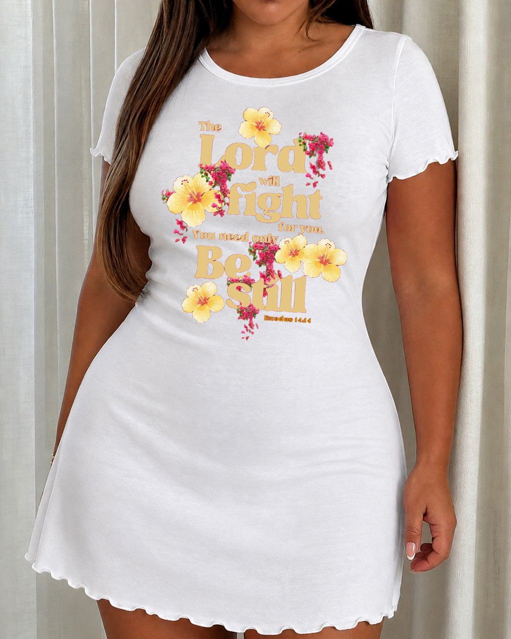 The Lord Will Fight For You Hibiscus Bible Verse Nightdress (XS-5XL) OMFORT