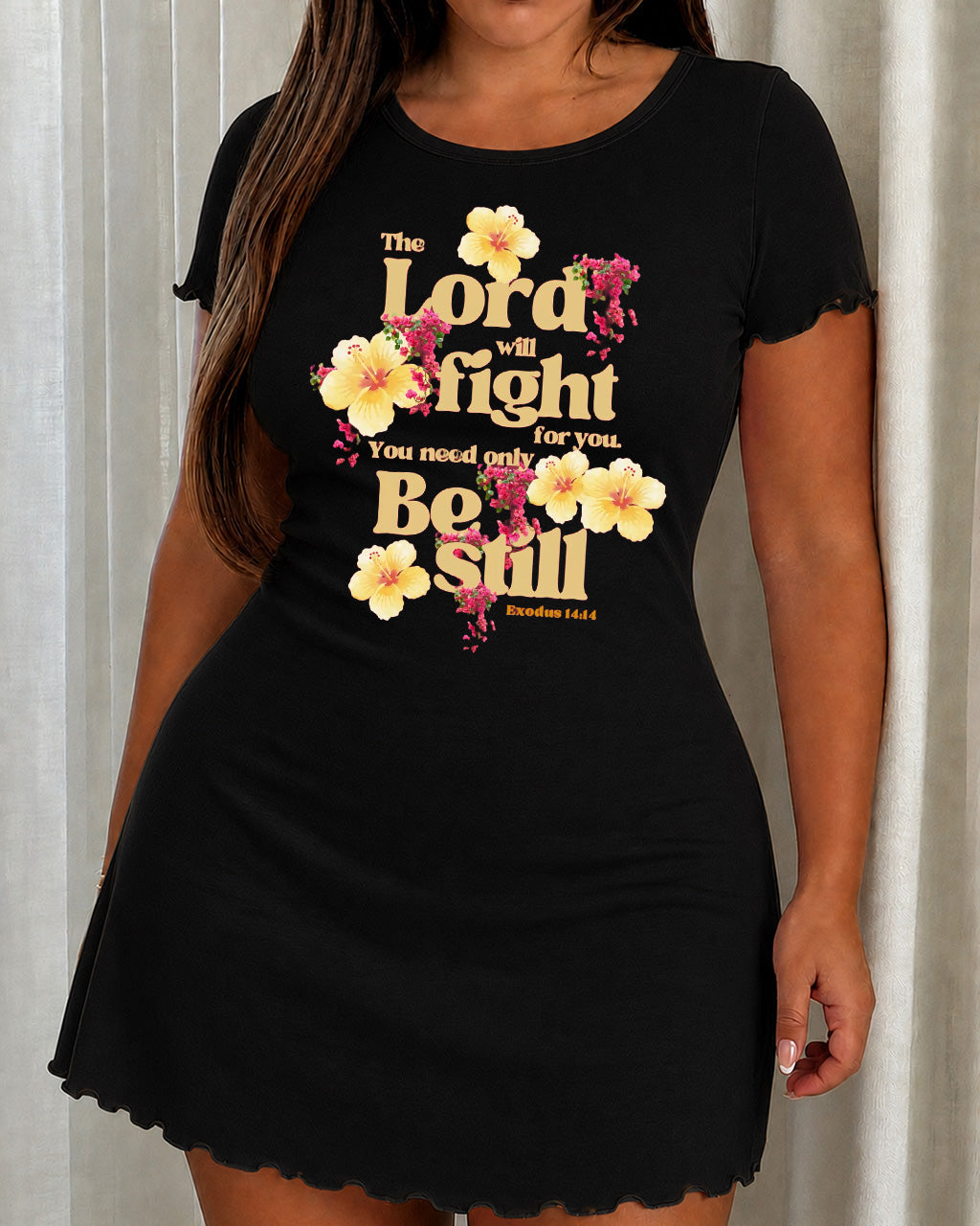 The Lord Will Fight For You Hibiscus Bible Verse Nightdress (XS-5XL) OMFORT