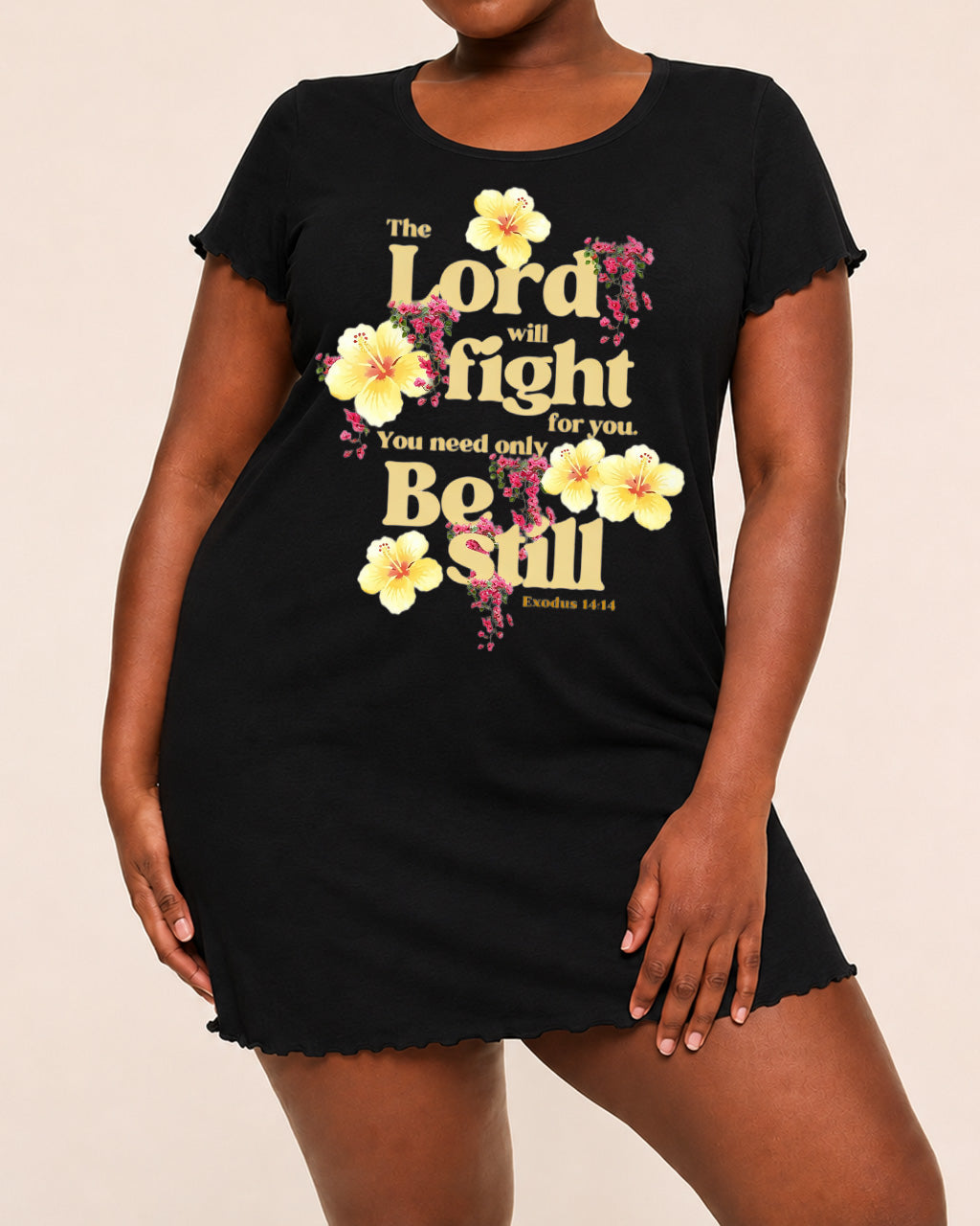 The Lord Will Fight For You Hibiscus Bible Verse Nightdress (XS-5XL) OMFORT