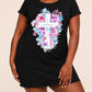 Pink Blue Floral Cross Faith Watercolor Print Nightdress (XS-5XL) OMFORT
